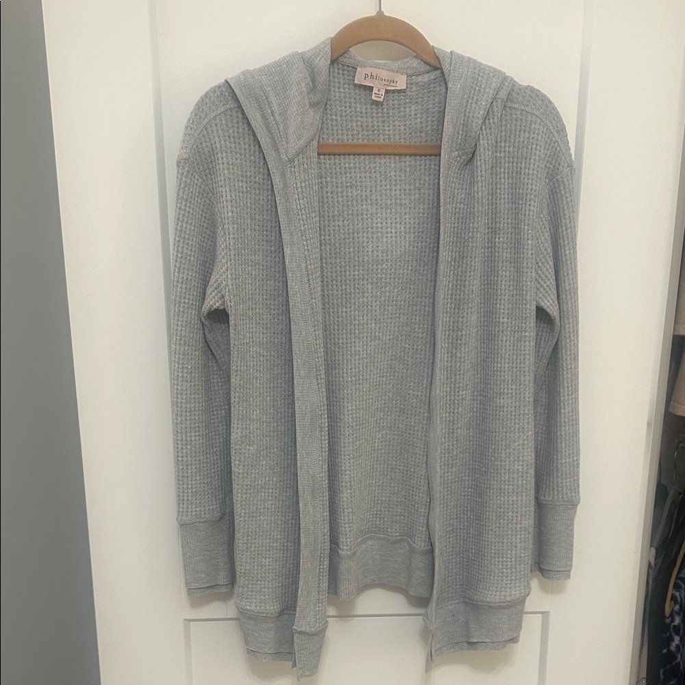 Philosophy Light Gray Hooded Cardigan